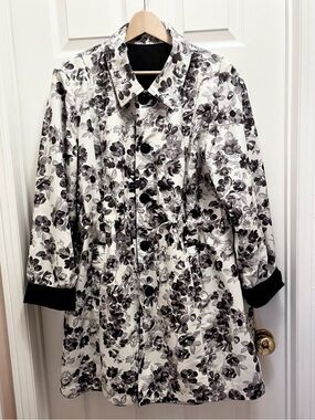 Lysse Spenard Black Floral Lightweight Coat Reversible XXL